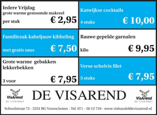 Aanbiedingen vishandel de Vishandel in Voorschoten vanaf 14 april 2016.