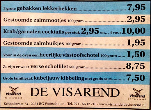 Aanbiedingen vishandel de Vishandel in Voorschoten vanaf 19 mei 2016.