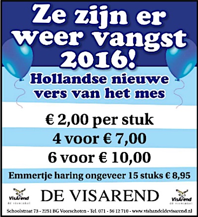 Aanbiedingen vishandel de Vishandel in Voorschoten vanaf 16 juni 2016.