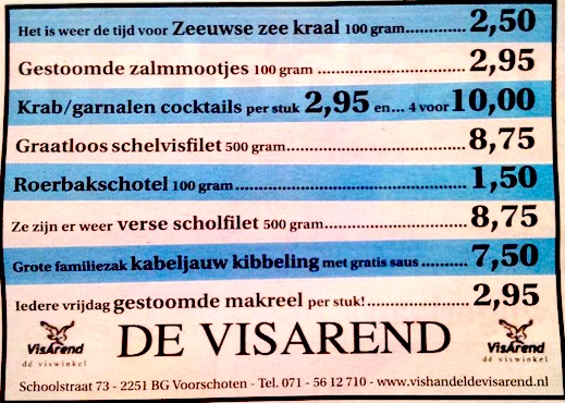 Aanbiedingen vishandel de Vishandel in Voorschoten vanaf 9 juni 2016.