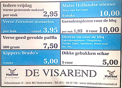 Aanbiedingen vishandel de Vishandel in Voorschoten vanaf 18 augustus 2016.